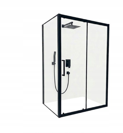 Przejdź do produktu KABINA PRYSZNICOWA 100x70cm CZARNA LOFT PRZESUWNA PROSTOKĄTNA TRANSPARENTNA