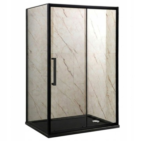 Przejdź do produktu KABINA PRYSZNICOWA 120x90cm CZARNA LOFT DRZWI PRZESUWNE Z BRODZIKIEM+ SYFON