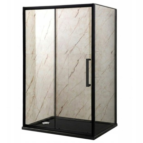 Przejdź do produktu KABINA PRYSZNICOWA 120x90cm CZARNA LOFT DRZWI PRZESUWNE Z BRODZIKIEM+ SYFON