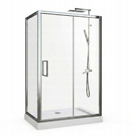Przejdź do produktu KABINA PRYSZNICOWA 100x80cm PRZESUWNA TRANSPARENTNA + BRODZIK 14cm + SYFON