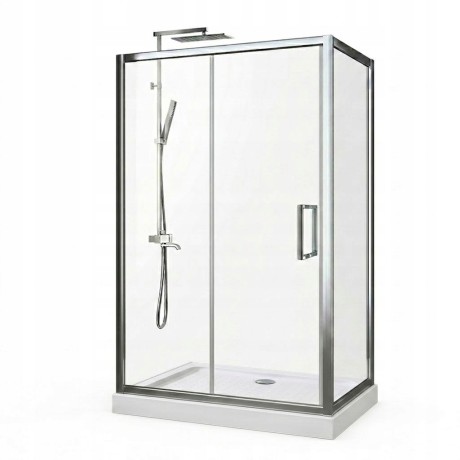 Przejdź do produktu KABINA PRYSZNICOWA 100x80cm PRZESUWNA TRANSPARENTNA + BRODZIK 14cm + SYFON