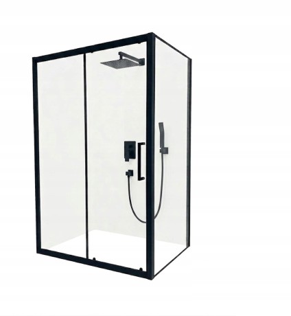 Przejdź do produktu KABINA PRYSZNICOWA 100x80 CZARNA LOFT PRZESUWNA TRANSPARENTNA GRUBE SZKŁO