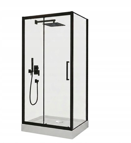 Przejdź do produktu KABINA PRYSZNICOWA 100x80 CZARNA LOFT DRZWI PRZESUWNE + BRODZIK BIAŁY 14cm
