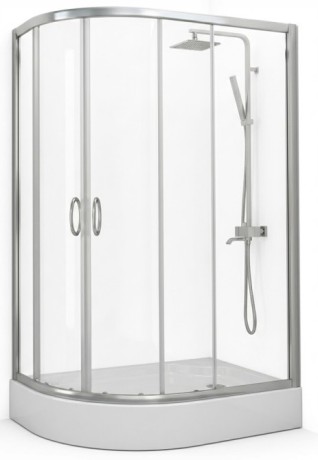 Przejdź do produktu KABINA PRYSZNICOWA 100x80cm PRZESUWNA PRAWA ASYMETRYCZNA + BRODZIK + SYFON