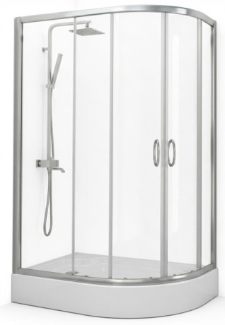 Przejdź do produktu KABINA PRYSZNICOWA 100x80cm PRZESUWNA LEWA ASYMETRYCZNA BRODZIK 14cm +SYFON