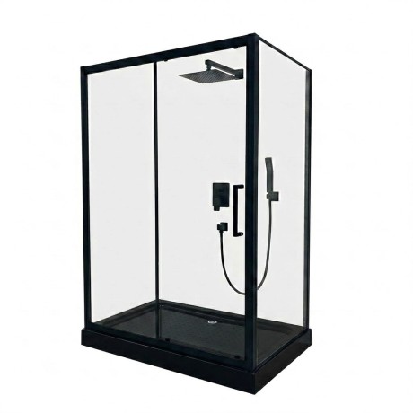 Przejdź do produktu KABINA PRYSZNICOWA 100x80 CZARNA LOFT DRZWI PRZESUWNE + BRODZIK CZARNY 14cm