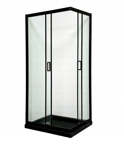 Przejdź do produktu KABINA PRYSZNICOWA CZARNA LOFT 90x70cm PRZESUWNA z BRODZIKIEM +GRATIS SYFON