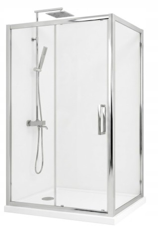 Przejdź do produktu KABINA PRYSZNICOWA 100x70cm PRZESUWNA z BRODZIKIEM BIAŁYM 5cm + SYFONEM