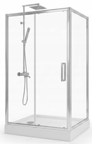 Przejdź do produktu KABINA PRYSZNICOWA 100x70cm PRZESUWNA TRANSPARENTNA + BRODZIK 14cm + SYFON