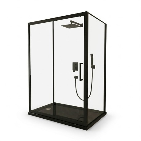 Przejdź do produktu KABINA PRYSZNICOWA 120x90cm CZARNA LOFT DRZWI PRZESUWNE Z BRODZIKIEM+ SYFON