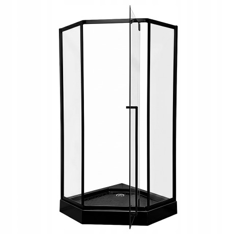 Przejdź do produktu KABINA PRYSZNICOWA 80x80 cm PIĘCIOKĄTNA CZARNA LOFT + BRODZIK 14cm + SYFON