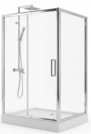 Przejdź do produktu KABINA PRYSZNICOWA 100x80cm PRZESUWNA TRANSPARENTNA + BRODZIK 14cm + SYFON
