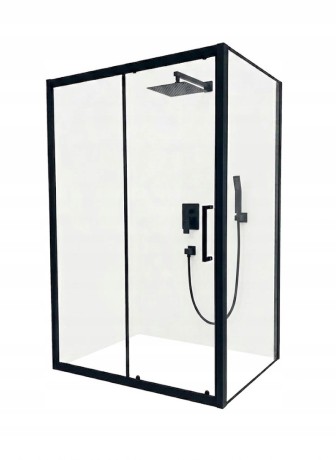 Przejdź do produktu KABINA PRYSZNICOWA 100x80 CZARNA LOFT PRZESUWNA TRANSPARENTNA GRUBE SZKŁO