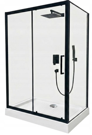 Przejdź do produktu KABINA PRYSZNICOWA 100x80 CZARNA LOFT DRZWI PRZESUWNE + BRODZIK BIAŁY 14cm