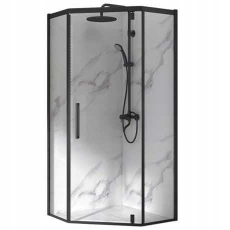Przejdź do produktu Kabina Prysznicowa Pięciokątna Czarna Loft 80 x 80 + Brodzik 14 cm + Syfon