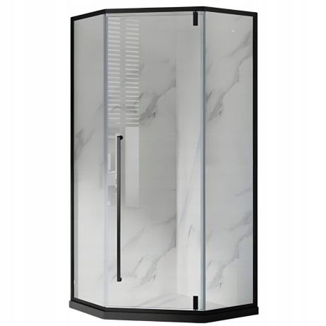Przejdź do produktu Kabina Prysznicowa Pięciokątna Czarna 80 x 80 + Brodzik Biały 14 cm + Syfon