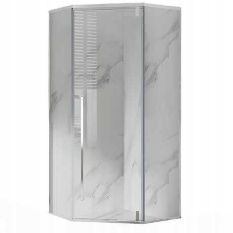 Przejdź do produktu Kabina Prysznicowa Pięciokątna 80x80 cm Uchylne Chromowana+Brodzik 5 +Syfon