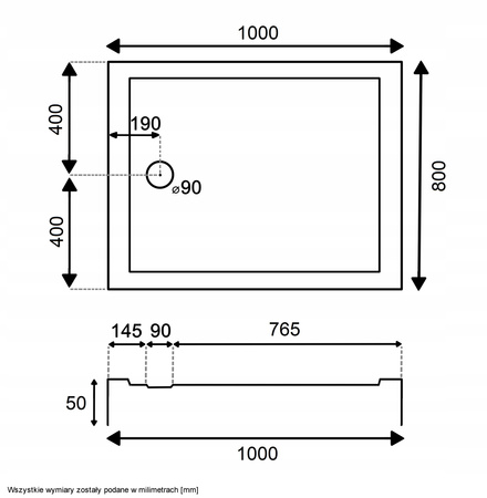 KABINA PRYSZNICOWA 100x80 BRODZIK BIAŁY 4 CM SYFON ROZSUWANA CZARNA LOFT