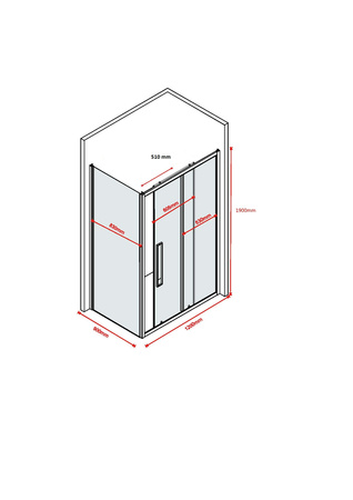 KABINA PRYSZNICOWA PROSTOKĄTNA 120x90 BRODZIK 14 CM SYFON ROZSUWANA PRZESUWNA CZARNA LOFT GRUBE SZKŁO
