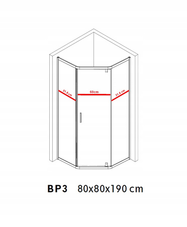 KABINA PRYSZNICOWA PIĘCIOKĄTNA CZARNA 80x80 LOFT BRODZIK 5 CM BIAŁY SYFON