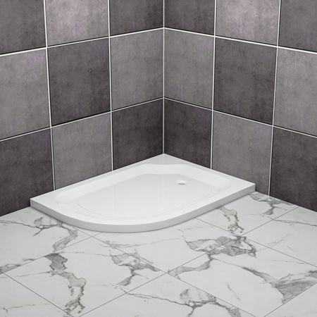 KABINA PRYSZNICOWA PRAWA PRZESUWNA ASYMETRYCZNA 100x80 BRODZIK 7 CM SYFON