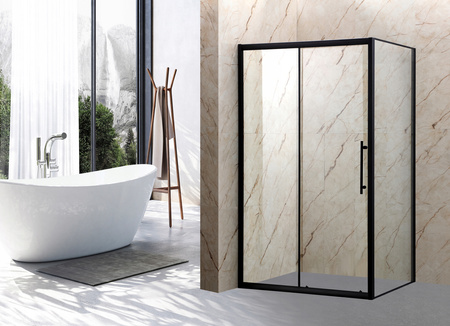 KABINA PRYSZNICOWA 100x80 BRODZIK BIAŁY 4 CM SYFON ROZSUWANA CZARNA LOFT