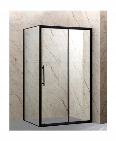 KABINA PRYSZNICOWA 100x80 BRODZIK BIAŁY 4 CM SYFON ROZSUWANA CZARNA LOFT