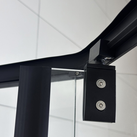 Kabina Prysznicowa Pięciokątna 90 x 90 cm Czarna Drzwi Uchylne Grube Szkło 6 mm