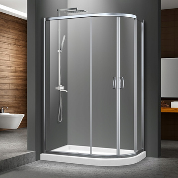 KABINA PRYSZNICOWA LEWA ASYMETRYCZNA PRZESUWNA 100x80 BRODZIK 14 CM SYFON