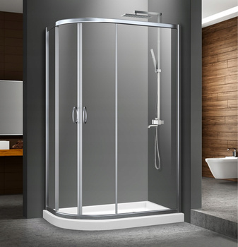 KABINA PRYSZNICOWA PRAWA PRZESUWNA ASYMETRYCZNA 100x80 BRODZIK 7 CM SYFON