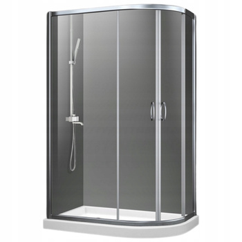 KABINA PRYSZNICOWA LEWA ASYMETRYCZNA PRZESUWNA 100x80 BRODZIK 7 CM SYFON